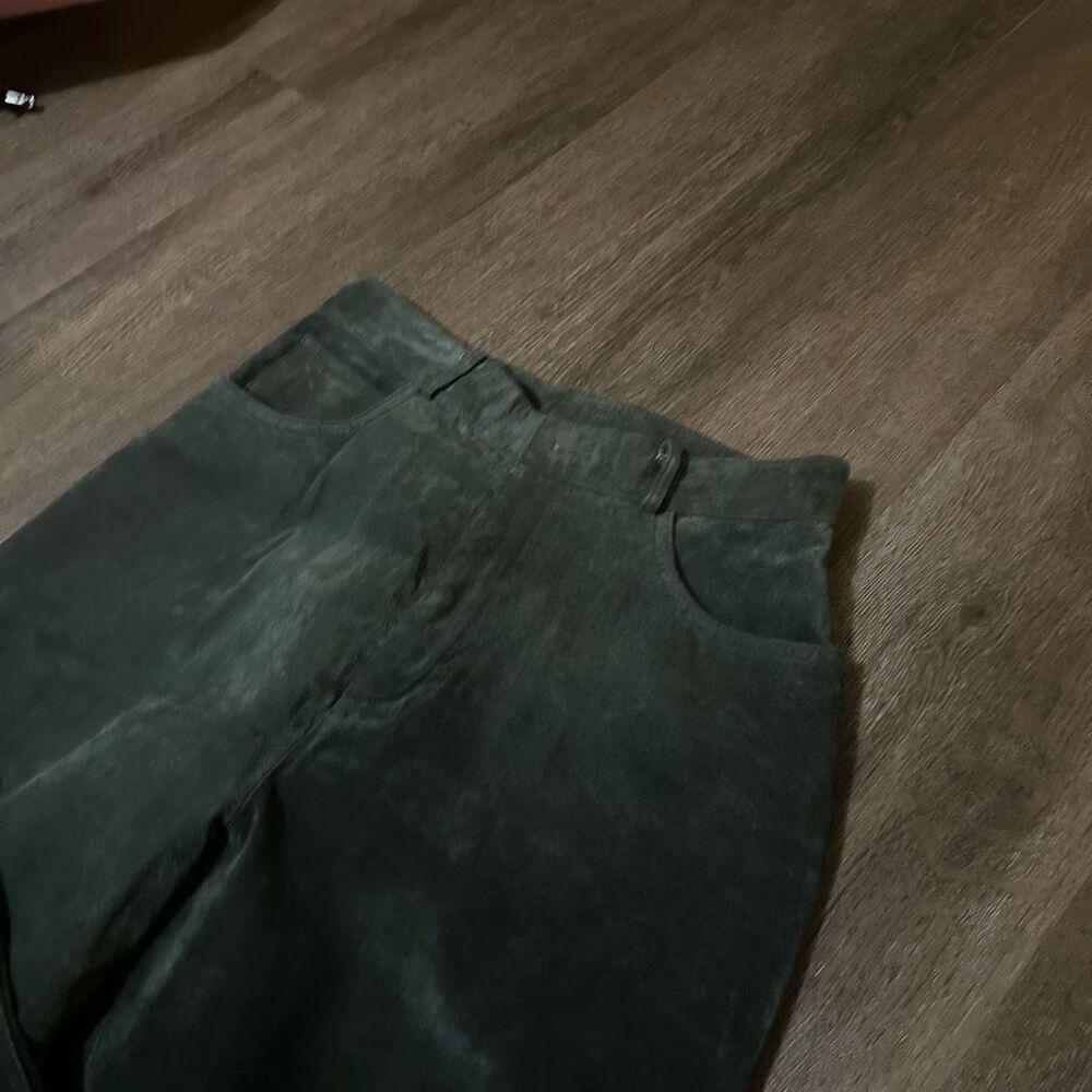 Vintage Cayenne Womens Green Suede Leather High Rise Pants Western Boho Size 10 - Picture 4 of 11